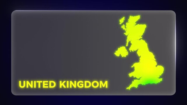 United Kingdom of Great Britain and Northern Ireland UK Europe Map Intro Outro Modern Template Glow Effect Explainer Documentary Style Animation 4K Video