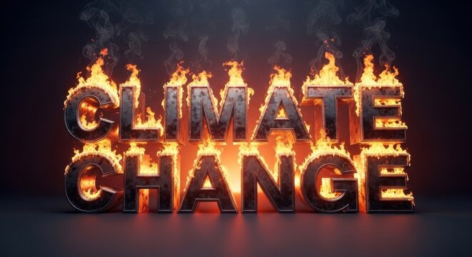 Climate Change Burning Text