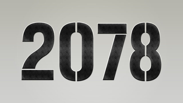 3D Bold metal number 2078 on silver background.	