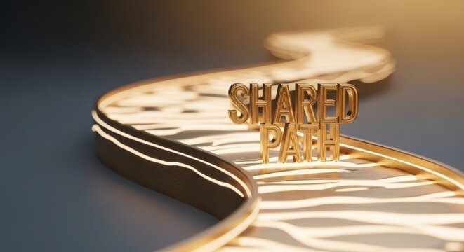 Golden 'Shared Path' Text on Curved Road