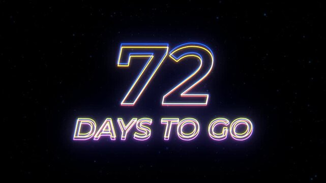 72 days to go Neon Sign Text with Classic Retro Theme 