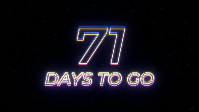 71 days to go Neon Sign Text with Classic Retro Theme