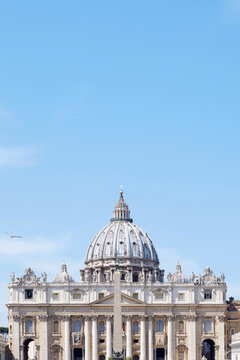 St. Peter's Basilica dome and facade, Rome landmark view