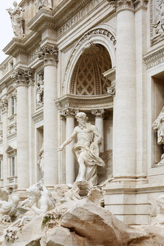 Baroque marble architecture and statues at Trevi Fountain rome