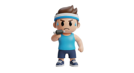 Obraz premium Animated athlete sweating during workout