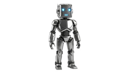 Fototapeta premium Modern humanoid robot with glowing blue eyes