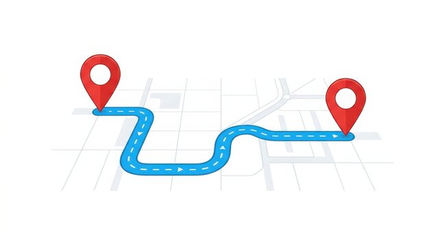 Navigation pathfinding with location markers on city map