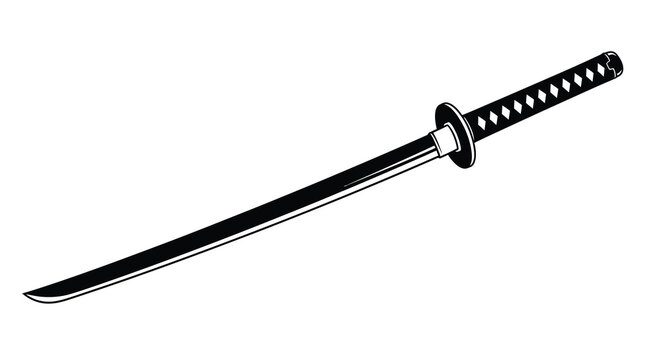 Japanese katana sword isolated on white background silhouette