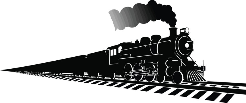 Vintage steam train silhouette a classic locomotive on the rails