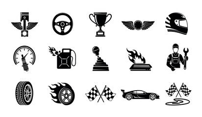 Fototapeta premium Racing and automotive icons a collection of speed and competition symbols