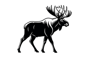 Fototapeta premium Majestic moose portrait a vintage style woodcut illustration of a north american elk