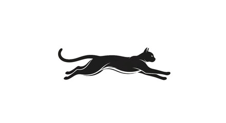 Running cat logo on white background. Running cat vector logo design.  © Shabeer