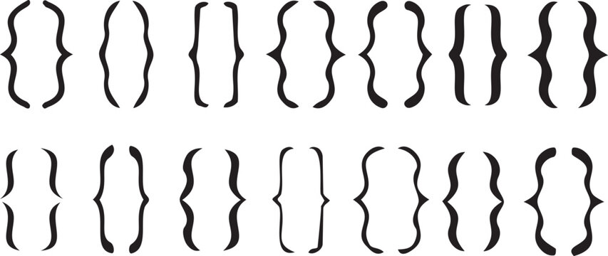 Set of decorative curly brackets, ornate braces for text, vintage calligraphic elements, vector design elements