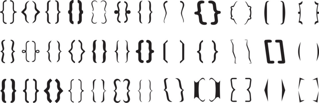 Set of various bracket styles, including curly braces, square brackets, and parentheses