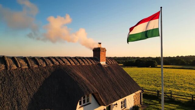 Shaping Rural Life in a Cozy Thatched Cottage Scene