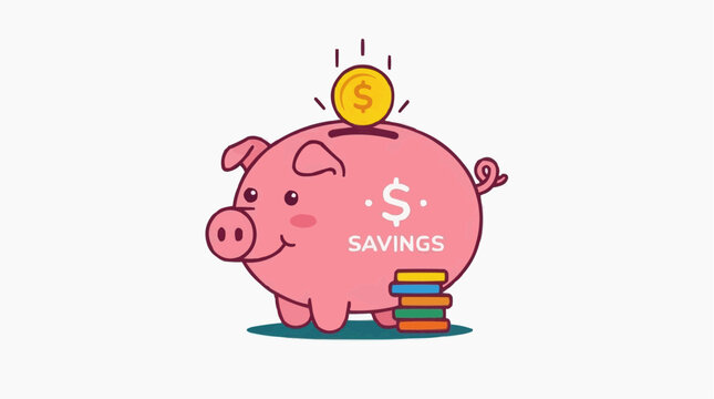 A whimsical piggy bank gleams, a symbol of saving and financial growth. A radiant gold coin drops in, with the spirit of financial planning and economic stability. 