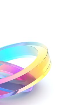 Abstract colorful glass shapes, vertical 3d render