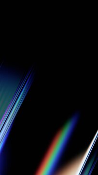 Abstract iridescent background design, colorful reflections on glass, vertical 3d render