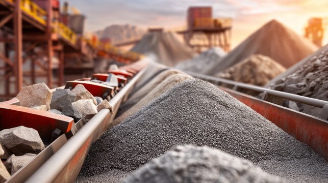 Industrial Conveyor for Moving Raw Aggregate in Continuous Production Process