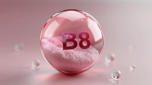 Vitamin B8 inositol supplement in transparent pink capsule for health and wellness