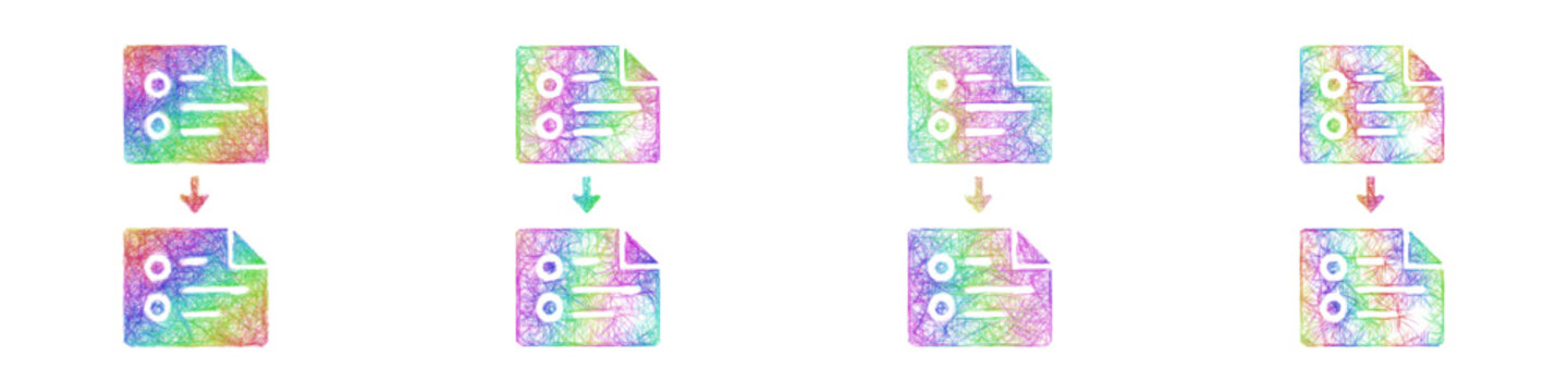 Rainbow sketch sequential tasks icon design set