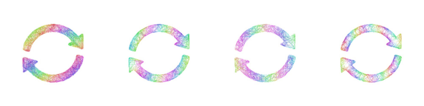 Multicolor sketch retry icon design set