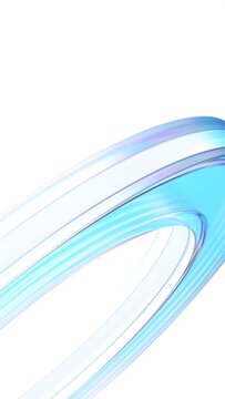 Abstract clean glass shape, vertical 3d render