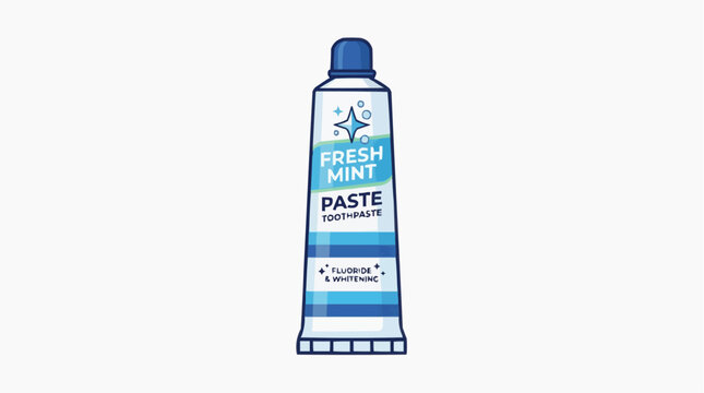 A close-up shot of a toothpaste tube, showcasing the Fresh Mint label. The product is meticulously crafted. The image perfectly captures the essence of oral hygiene and cleanliness.