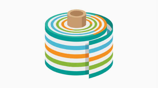 A cable roll with colorful stripes, perfectly aligned, exuding a sense of meticulousness and design, representing technology, communication, and connectivity.