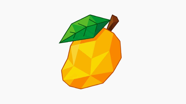 A vibrant, geometric mango showcases a unique and contemporary aesthetic, rendered with sharp angles and bright colors.