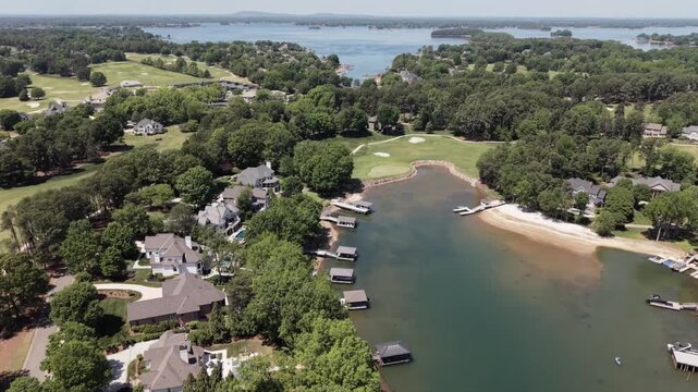 Golf courses surround affluent communities in Lake Norman, North Carolina