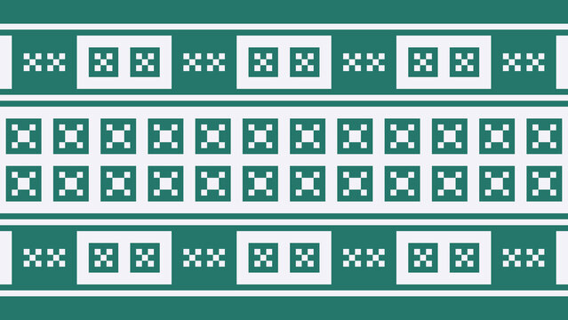 Pixel Embroidery of Square and Crossed Line Pattern Design