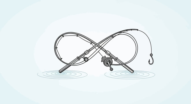 Fishing rods and hook illustration.