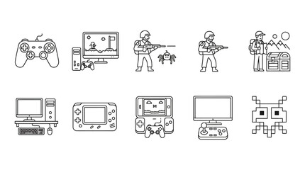 flat design gaming and technology icons set with devices and controllers vector illustration © Rakib