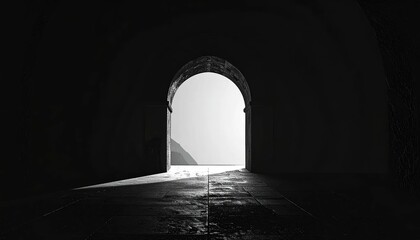 Fototapeta premium Archway Silhouette with Dramatic Light Beam.