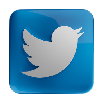 Iconic Bird in Blue Square: A stylized bird icon in a glossy blue square, perfectly representing a social media platform, with a modern and sleek design.