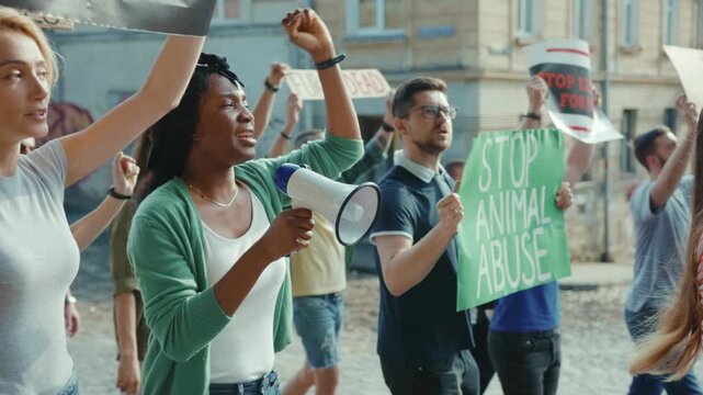 Activists unite to rally against animal abuse in our urban environment, showing determination