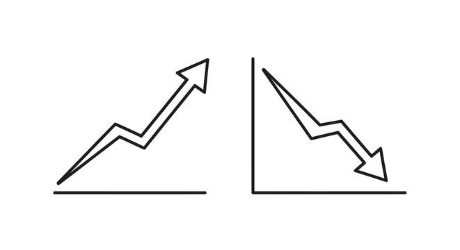up and down arrow icons line drawing style on white background