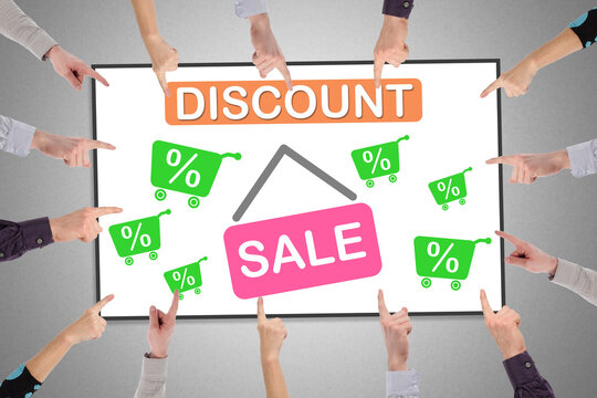 Discount concept on a whiteboard