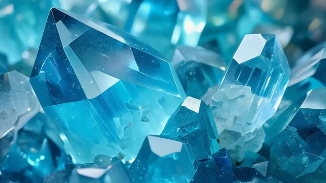 Aquamarine crystal gemstone cluster with icy blue reflections creating luxurious jewelry mineral display