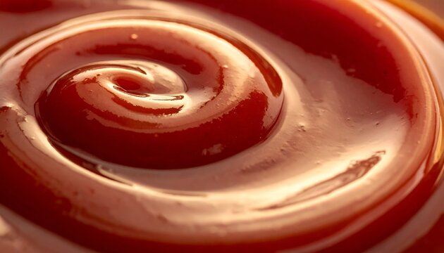 Delicious Swirl of Rich Caramel Sauce Close-Up.