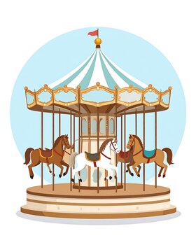 Retro carousel against pastel backdrop