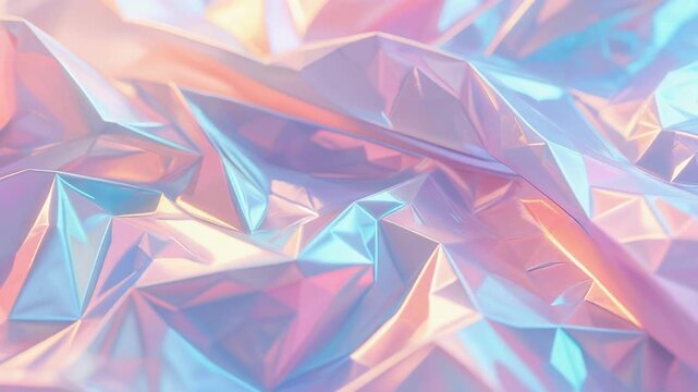 Iridescent holographic foil surface with pastel rainbow reflections creating abstract shiny texture