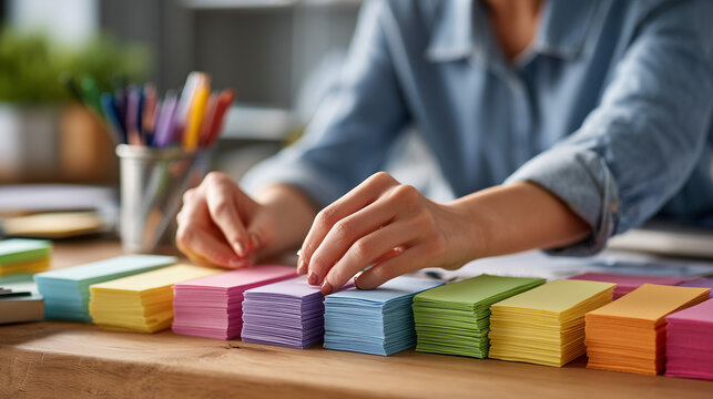  Task management using sticky notes for productivity and organization.
