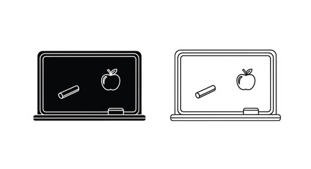 blackboard with apple and chalk line drawing icon set © IMkM00i76