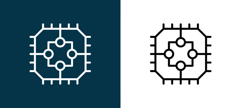 Two-shade outline icon pair in black and white, editable stroke vector illustration for web, mobile apps, UI design, branding, and print from Artificial Intelligence