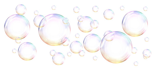 Soap bubbles floating in air against transparent background © New Africa