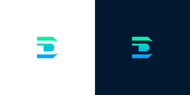 Sleek and modern letter D logo design, featuring a vibrant gradient of teal and blue. Ideal for technology, digital, and corporate branding, this abstract symbol represents innovation and progress