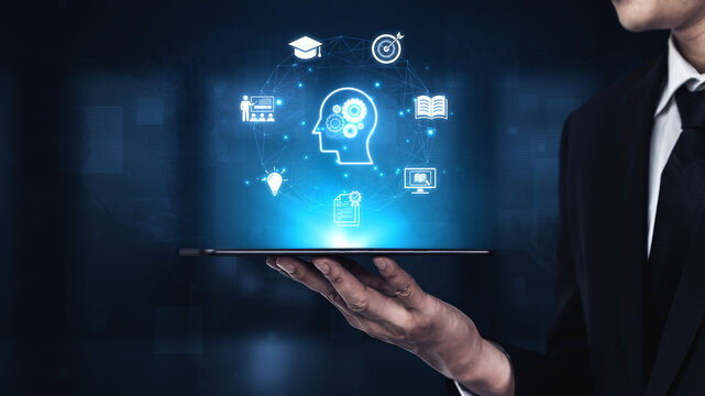 Concept of education and continuous learning. A network of e-learning resources for training, acquiring knowledge, and developing new skills for personal and professional growth. Fermion