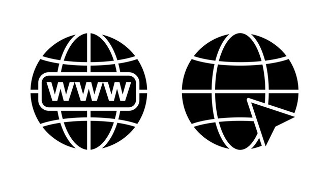 Web icon set vector. go to web sign and symbol. web click icon. Global search icon